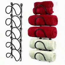 1 pièce/3 pièces/5 pièces Porte-serviettes mural en fer forgé sans perçage, Porte-serviettes pratique, Porte-serviettes, Convient pour la salle de bain, la cuisine, la décoration du salon