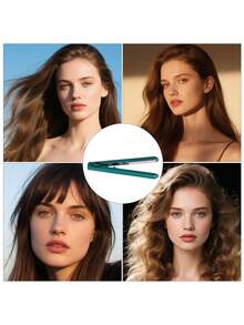 Cordless Hair Straightener And Curler 2 In 1 Mini Flat Iron USB Rechargeable Portable Pocket Size Travel Straight Curl Tools For Women Men - màu xanh lá - Xem 8