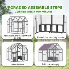 PawHut Large Walk In Chicken Run For 6-8 Poultries, 1.7 X 1.8 X 1.8 M - Grey - View 3