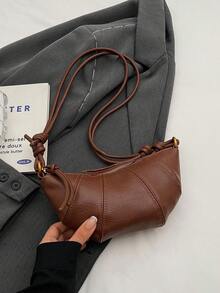 复古简约饺子、羊角面包和新月形状奢华感手提包，新款女士多功能单肩包和斜挎包，带手机和零钱包