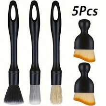 5pcs Auto Detailing Brush Set - Ultra-Soft Bristle Car Interior Cleaning Tools, Dust Removal Brushes For Vehicle Detailing And Maintenance, Plastic Material
