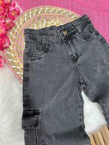 WOMEN'S WIDE LEG CARGO PANTS FOR KIDS PROMOTION/FASHION/PARTY/OUTING/GIRLS/ - 黑色的 - 查看 7