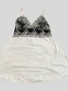 Women's Two-Tone Plus Size Comfortable Strappy Pajamas - White - View 1