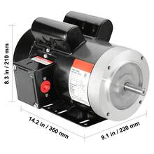 2 HP, 1725 Rpm, AC 115V/230V, 56C Chassis, Single Phase Air Compressor Motor, 5/8" Keyed Shaft, Clockwise/Counterclockwise Rotation For Agricultural Machinery And General Equipment. - 1725 RPM 2.0 HP - View 10