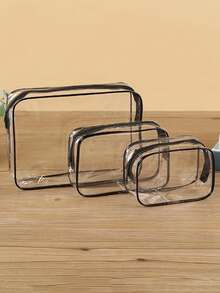 5pcs Transparent PVC Zipper Cosmetic Bag Set, Portable Clear Toiletry Bag, Business Travel, Vacation, Bathroom Storage Travel Zipper Pouch, Minimalist Unisex Clear Organizer Bag, EVA Toiletry Cosmetic Bag Set, Transparent Zipper, Travel Organizer Bag. Suitable For Backpack, Travel Essential, Beach Vacation. - Multicolor - View 9