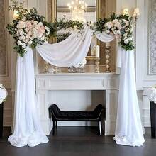 2片/1片 400x75厘米 珍珠雪纺背景帘 - 婚礼、情人节装饰 | 可重复使用，适用于生日、周年纪念日 - 白色/米色/紫色 - 可用于拱门、椅背装饰、拍照道具 - 多 - 查看 6