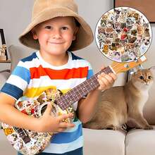 50pcs Cat Stickers Cute Animal Pet Stickers Waterproof Cartoon Vinyl Decals Kawaii Sticker Party Favors & Gifts For Boy Girl Adults Water Bottle Laptop Luggage Phone Snowboard Guitar Scrapbook