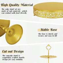 Fivenl 8 Pcs Cake Stand Gold Metal Dessert Table Display Set 3Tier Cupcake Stand Cake Display Tower And Cookie Tray Rack Serving Tray For Birthday Party Weddings Baby Shower Gold - 金色 - 查看 3