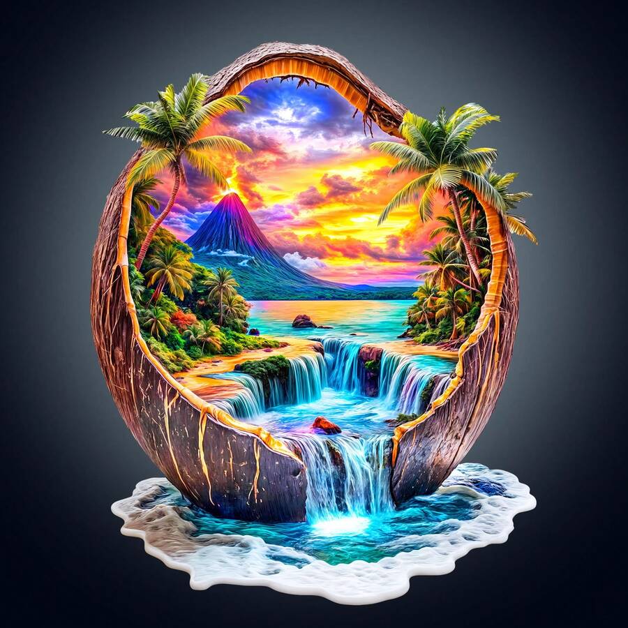 Coconut Dream - Wooden Jigsaw Puzzle, Asymmetrical Animal Shaped Wooden Puzzle Toy, Unique Party Game Gift, Decorative Art Puzzle, Tabletop Magic Puzzle, Unique Children's Educational Puzzle, Holiday Gift, Adult Wooden Puzzle, Christmas Gift, Back To School Gift, Birthday Gift (2D Puzzle)