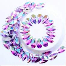 50颗8*13mm亚克力非烫钻，平底水滴尖面AB彩DIY首饰