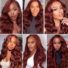 bling hair 13x4 Reddish Brown Lace Front Wigs Human Hair 13x6 Body Wave Lace Front Wig 200% Density # 33  Wigs Human Hair With Baby Hair Pre Plucked 22 24 26  Inch,13x4 Reddish Brown Lace Front Wigs Human Hair Pre Plucked Straight Wigs Human Hair - 33# - 查看 9