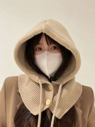 Women's Winter Hat Scarf, Multifunctional Hooded Scarf, 2-In-1 Scarf With Hood, Fashionable Balaclava Knitted Hat, Balaclava Warm Winter Hats For Outdoor Sports.