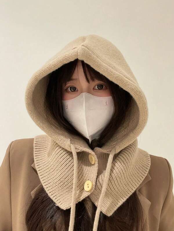 Women's Winter Hat Scarf, Multifunctional Hooded Scarf, 2-In-1 Scarf With Hood, Fashionable Balaclava Knitted Hat, Balaclava Warm Winter Hats For Outdoor Sports.