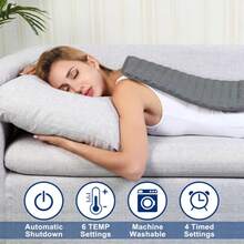 Almohadilla Térmica, Cobijas Eléctricas para Alivio de Dolores de Espalda, Hombros y Cuello, Compresas Calientes Terapeuticas,6 Niveles de Calor y 4 Ajustes de Temporizador con Apagado Automático, Calentamiento Rápido Gris - Gris - Ver 6