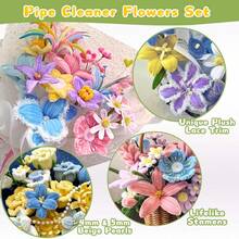 【111件/套】超值套装 DIY 100根毛根，10根绿色花茎铁丝（含1个教程视频），30厘米绿色花茎铁丝（用于手工制作），多色拼接加密毛根（带贴纸），30厘米彩色毛根手工材料，彩色毛根（用于返校季） - 綠色2 - 查看 7