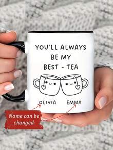 [Personalized Tea Mug] 11oz Ceramic Best Friend Tea Mug | Personalized "You'll Always Be My Best-Tea" Design, Dishwasher , Perfect For Birthdays, Christmas, Anniversaries & Long-Distance Gifts - Multicolor - View 2