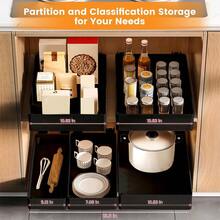 Organizador de gabinetes extraíbles, cajones extraíbles para gabinetes de cocina, organizador debajo del fregadero, estantes extraíbles para el hogar, gabinetes de cocina, despensa, almacenamiento de baño - Negro - Ver 4