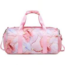 Dafelile Bolsa de lona deportiva para niñas, bolsa de baile para adolescentes, bolsa de viaje para llevar a cabo el fin de semana para pasar la noche, bolsa de gimnasio, bolsa de ballet de viaje con - Mármol rosa dorado. - Ver 13