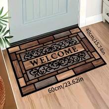 1pc Vintage-Style Doormat, High-Quality Faux Wood Grain Entrance Mat, Non-Slip Backing, European-Style Home Decor Porch Mat, Elegant Entryway Accessory Suitable For Kitchen, Dining Room, Living Room, Foyer, Outdoor Use