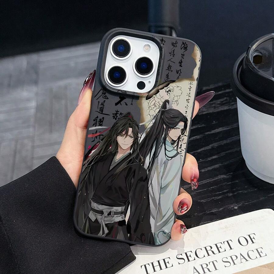 Un estuche de teléfono de estilo anime creativo y lujoso, adecuado para 16, 15, 14, 13, 12, 11 Pro, X, XR, XS, 8, Plus, hecho de TPU mate y suave, para negocios.17 17promax - Negro - Ver 1