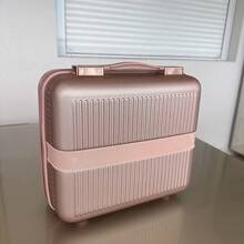 Frasqueiras De Viagem Necessaire ABS Rígido Maleta de Mão Organizadora maquiagem Rígida TOP - Rosa chiclete - Visão 4