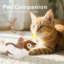 爱猫人士必备！(非飞行型) USB充电式触控拍动喵叫猫玩具：让你的猫咪疯狂！(仅翅膀，非飞行型)