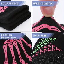 Guantes de media mano con patrón de calavera y esqueleto de calidad para hombres, guantes para parejas - Rosa Fucsia - Ver 7