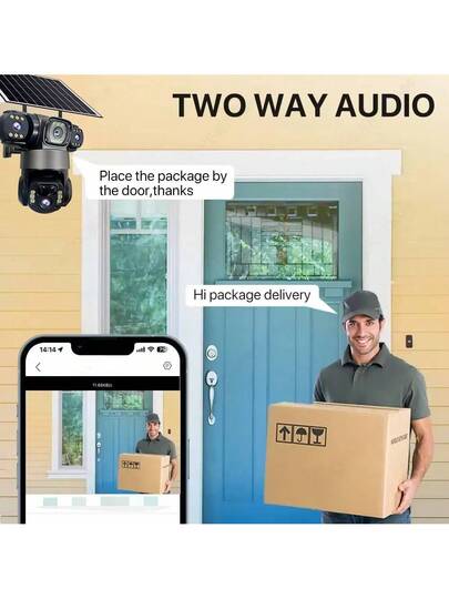 V380Pro Wireless Remote Camera, 2.4GHz WiFi Outdoor Solar Powered Surveillance 360° No Dead Angle View, 15MP HD, Dual Way Audio, Motion Tracking, Alarm Push, Outdoor, Sports Field, Ranch, Garden Other Monitoring, Built In Battery Pack, Panel Year Round Uninterrupted Operation view 6