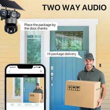 V380Pro Wireless Remote Camera, 2.4GHz WiFi Outdoor Solar Powered Surveillance Camera, 360° No-Dead-Angle View, 15MP HD, Dual-Way Audio, Motion Tracking, Alarm Push, Suitable For Outdoor, Sports Field, Ranch, Garden And Other Wireless Monitoring, Built-In Battery Pack, Solar Panel Powered For Year-Round Uninterrupted Operation