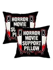 1 Stück/2 Stück Weihnachts-/Halloween-Dekoration, energiegeladener Cottage-Stil Horror-Film Kissenbezug - Weicher Plüsch einseitig Muster, Reißverschluss Polyester Kissenbezug, nur Handwäsche, dekorativ für Sofa, Wohnzimmer, Schlafzimmer und verschiedene Raumtypen - Mehrere Größen verfügbar (Kissenfüllung nicht enthalten)