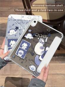 1个双面高清卡通吉他猫平板电脑保护套,适用于iPad 10/9/11 2025、2026新款,带镜头盖,自动唤醒/睡眠功能,Y型可折叠多角度支架带笔槽,办公学习必备,非磁性 - 彩色 - 查看 9