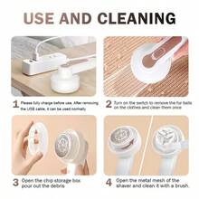 Portable Rechargeable Lint Remover - Efficient Fabric Defuzzer For Clothes, Furniture And Carpets - Removes Pilling, Fuzz And Lint - Includes USB Charging Cable