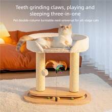 Árbol grande para gatos con cama giratoria, estructura para escalar, casa de peluche para gatos, poste rascador de sisal