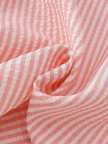 2pcs/Set Baby Girl Cute Cat Print Striped Fabric Casual Pajama Set