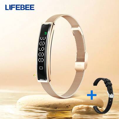  LIFEBEE Fashionable Smart Bracelet With 2 Bands, Wireless 5.3 Fitness Tracker With Multiple Sport Modes, Remote Control Camera, Call Reminder, Multifunctional Fitness Bracelet For Women