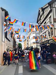 1set/30pcs LGBT Rainbow String Flag Gay Progress Pride Banner Flags, Love Is Love String Flag Pennant Banner, Small Mini Pride Flags Bunting Banner, Holiday Decor, Pride Day Party Decor, Outdoor Garden Decoration, 33 Feet 30 Flags