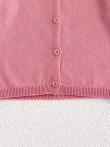 Chaqueta de punto de aire acondicionado de unicolor para niñas, verano - Rosa vieja - Ver 5