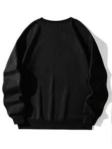 GRDR Men's Solid Color Casual Loose Fit Crew Neck Pullover Sweatshirt - Black - View 5