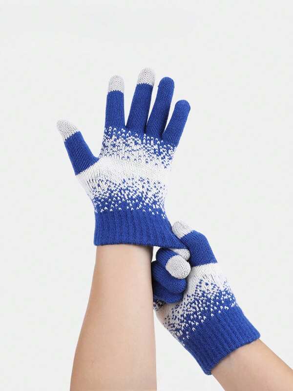 1 para rękawiczek zimowych i jesiennych, ciepłych, kompatybilnych z ekranami dotykowymi, dzianinowych z grubej tkaniny, odpowiednich do jazdy na rowerze na świeżym powietrzu, dla mężczyzn i kobiet. Ciepłe na zimę.