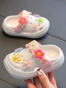 Cute & Fashionable Children's Sandals, Non-Slip Soft Bottom Breathable Shoes, Toddler Indoor/Outdoor Beach Slippers For Summer - White - View 1