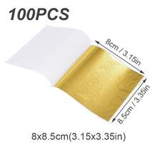 100/500pcs Imitation Gold Foil Paper Leaf Gilding Painting DIY Furniture Decoration Craft Paper, For Festive Scene Decoration,Resin Crafts,Furniture Lines, Ceiling, Jewelry Making Gold-Plated Decoration