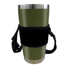 Neoprene Thermal Cup Holder With Shoulder Strap - ISOPRENE - Plain Black - 黑色 - 查看 1