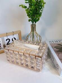 Rectangular Crystal Tissue Box Holder, Multi Functional Sparkling Crystal Tissue Box, Napkin Container For Bathroom/Table Decoration Gold Sliver - Multicolor - View 9