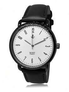 Men's Watch With Leather Strap And Metal Original Launch - Black/White - View 1