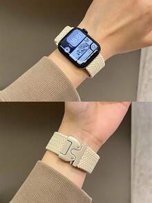1条男女通用尼龙表带，兼容，尺寸包括42mm、38mm、40mm、41mm、44mm、45mm、46mm和49mm，时尚智能手表替换表带，适用于Series Ultra2、Ultra SE2、SE 11、10、9、8、7、6、5、4、3、2、1等型号，是返校学生的理想礼物 - 星光色 - 查看 7