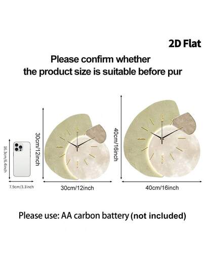 2D Flat 1pc Moderne Minimalist Home ation Wand Clock, Ultra Quiet Quartz Movement, No Ticking Sound, Painting Klok Living Room, Bedroom Office, able Watch, Unique Personalized view 6