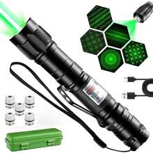 1pc Laser Pointer High-Power Flashlight: Rechargeable Powerful Green Light Laser Pointer With Star Cap, Remote Control Powerful Laser Dot Beam Indicator, Suitable For Astronomy Demonstration Outdoor Camping Cat And Dog Laser Toy, USB Direct Recharge Upgrade,School Supplies,Back To School
