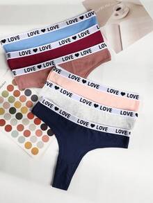 6件装女士无缝丁字裤性感内裤连体丁字裤中腰性感女式三角裤透气舒适三角内衣性感火辣弹力内裤 - 彩色 - 查看 5