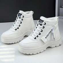 Damen Winterstiefel, neue flauschig verdickte Schneestiefel mit Einknopfverschluss, warme und wasserdichte Winterschuhe