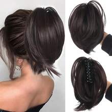 Synthetic Claw Clip Ponytail Extension 8-Inch Light Brown Short Curly Ponytail Hair Piece For Women's Daily Use